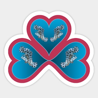 Heart Design | Grouper Trio in 3 Blue Hearts | Background Viva Magenta | Sticker